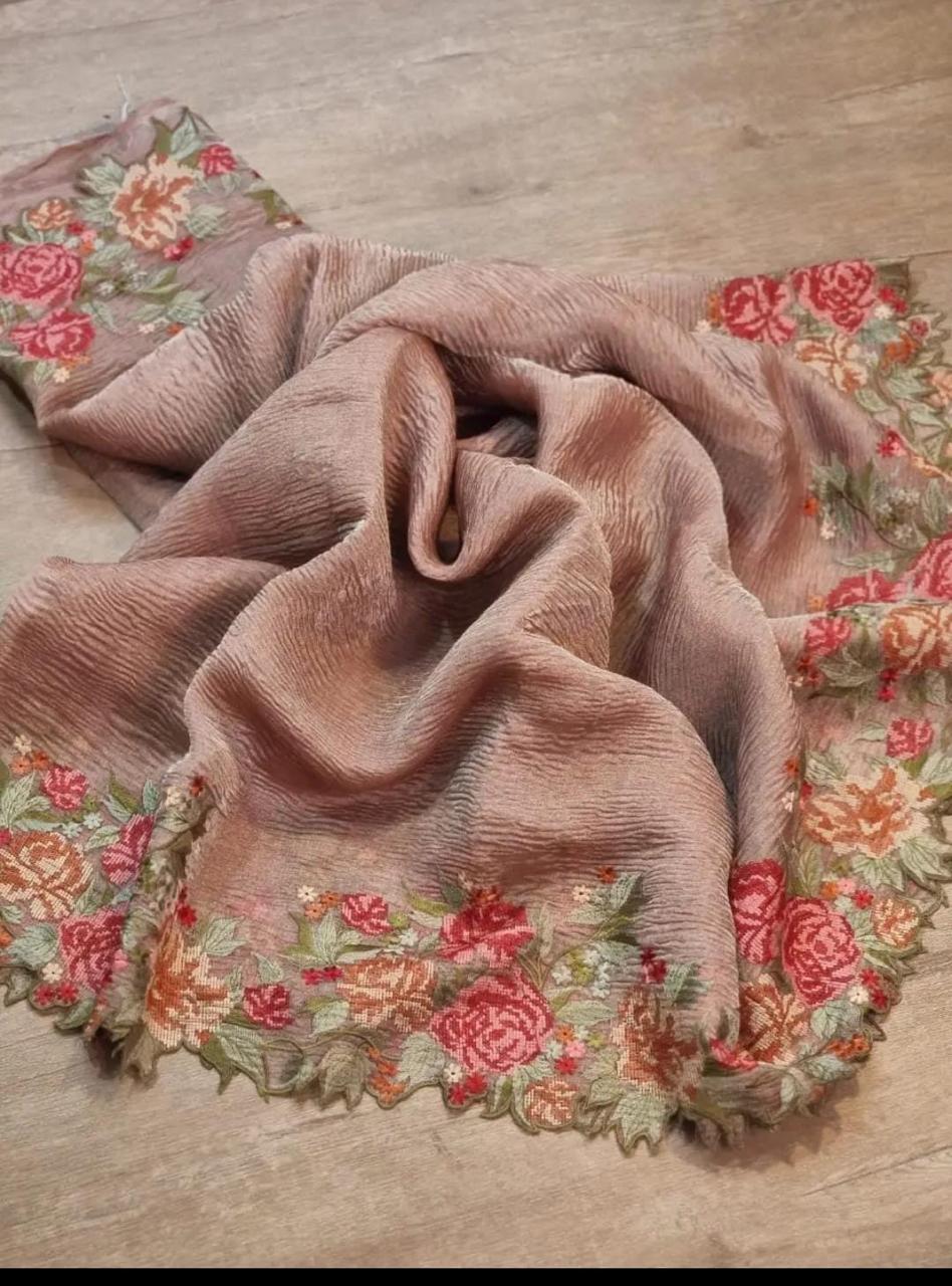 Banarasi crushed tissue floral saree