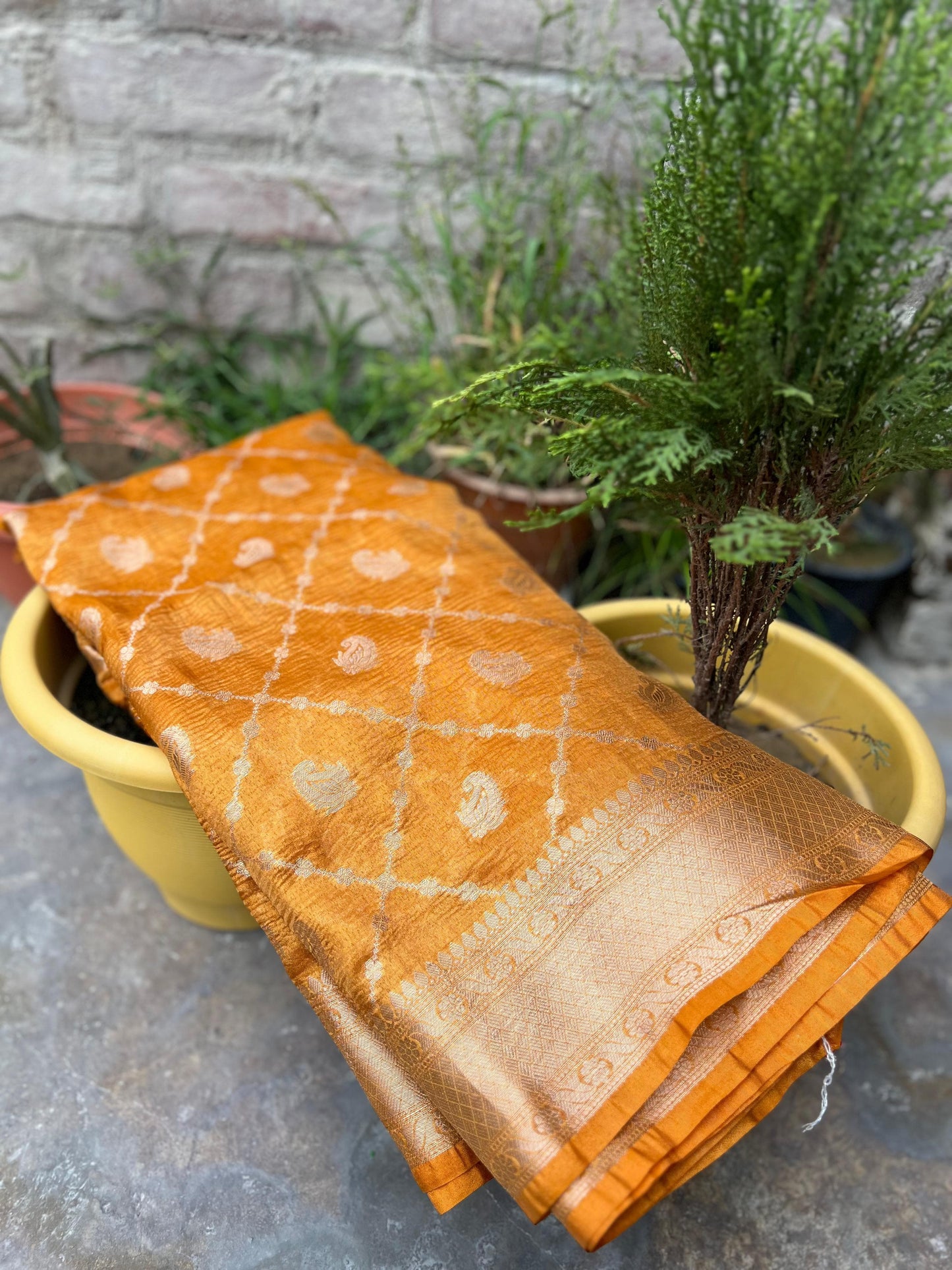 Banarasi Dyeable Soft Tissue Saree
