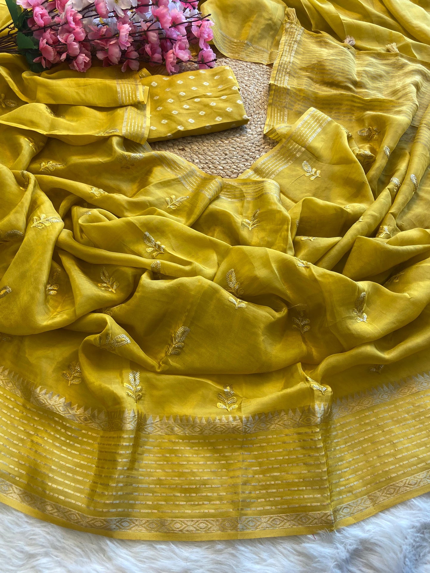 Crepe Silk With Viscose Thread Work Saree