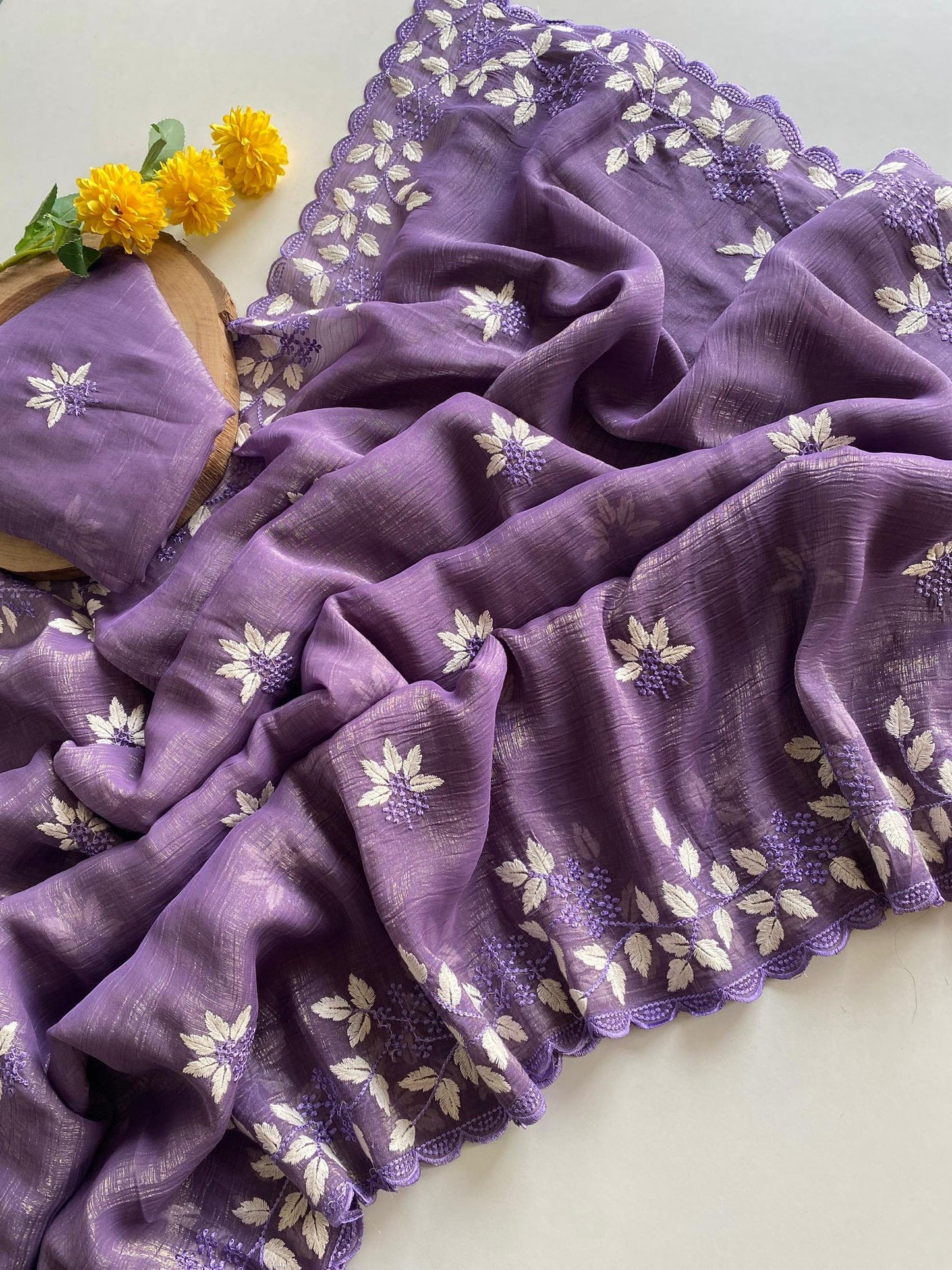 Shimmer georgette crush saree