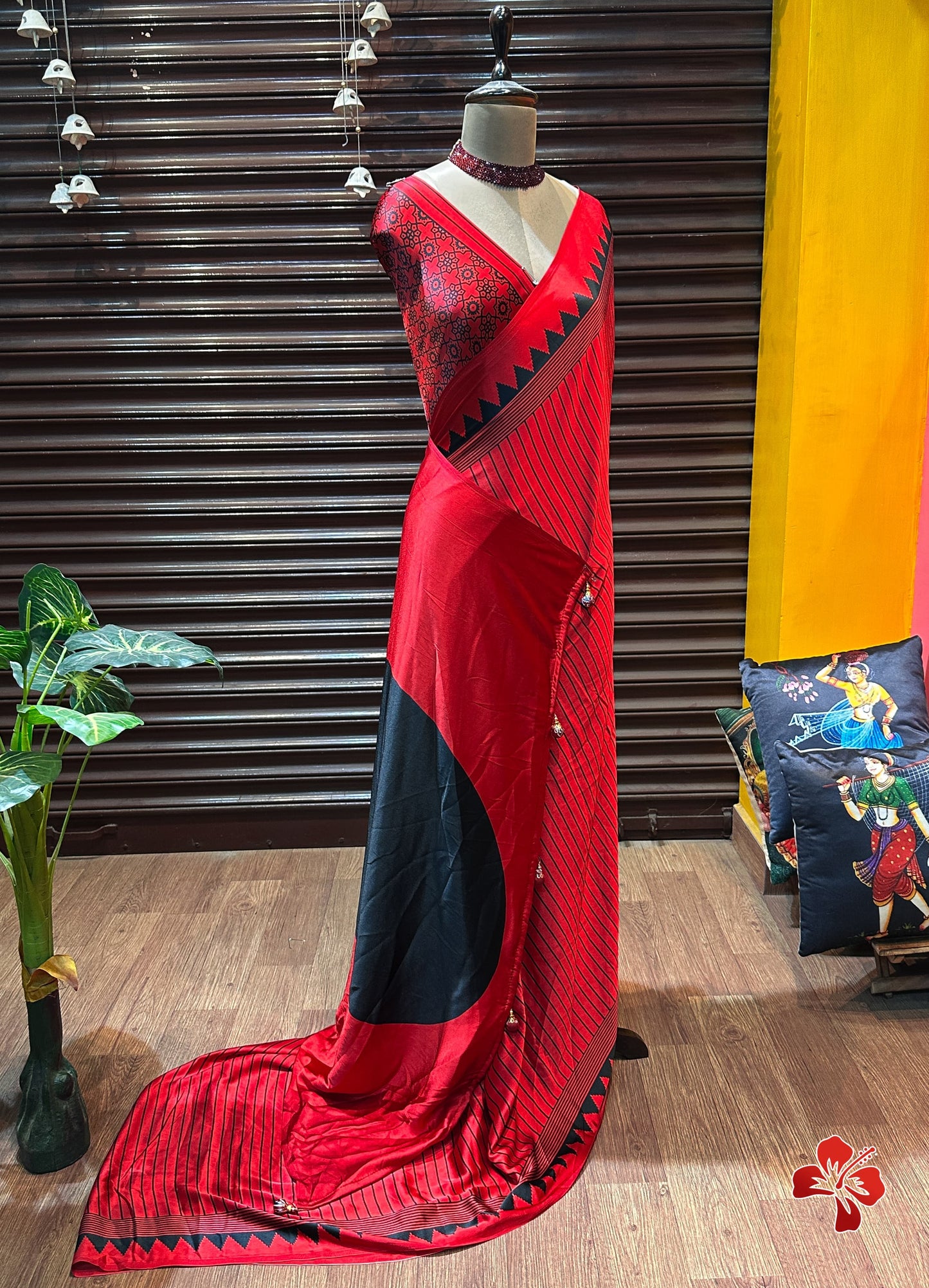 Ajrakh Print Crepe Saree