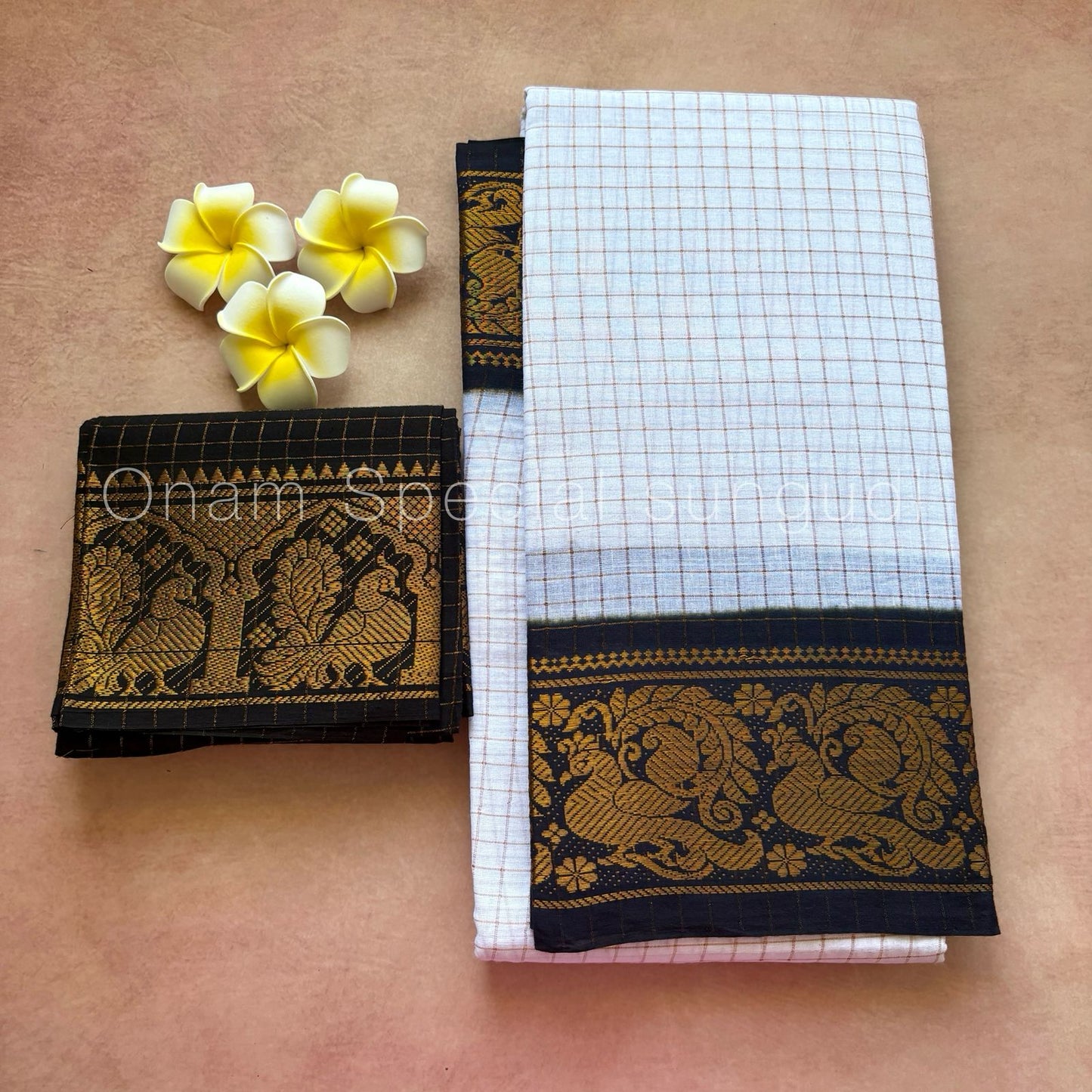 Onam Special Zari Kattam Sungudi Cotton
