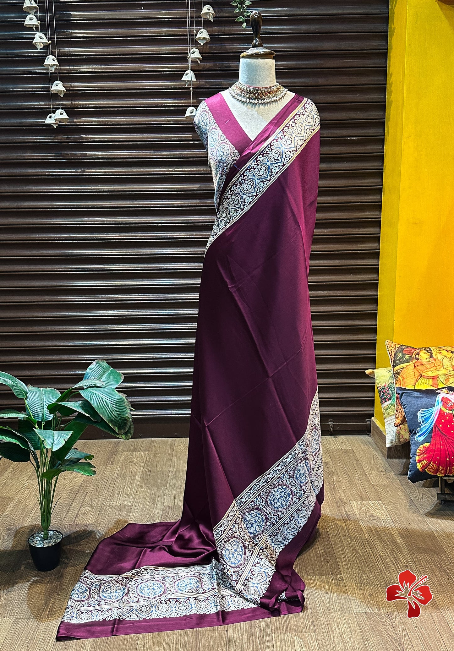 Ajrakh Printed Crepe Saree