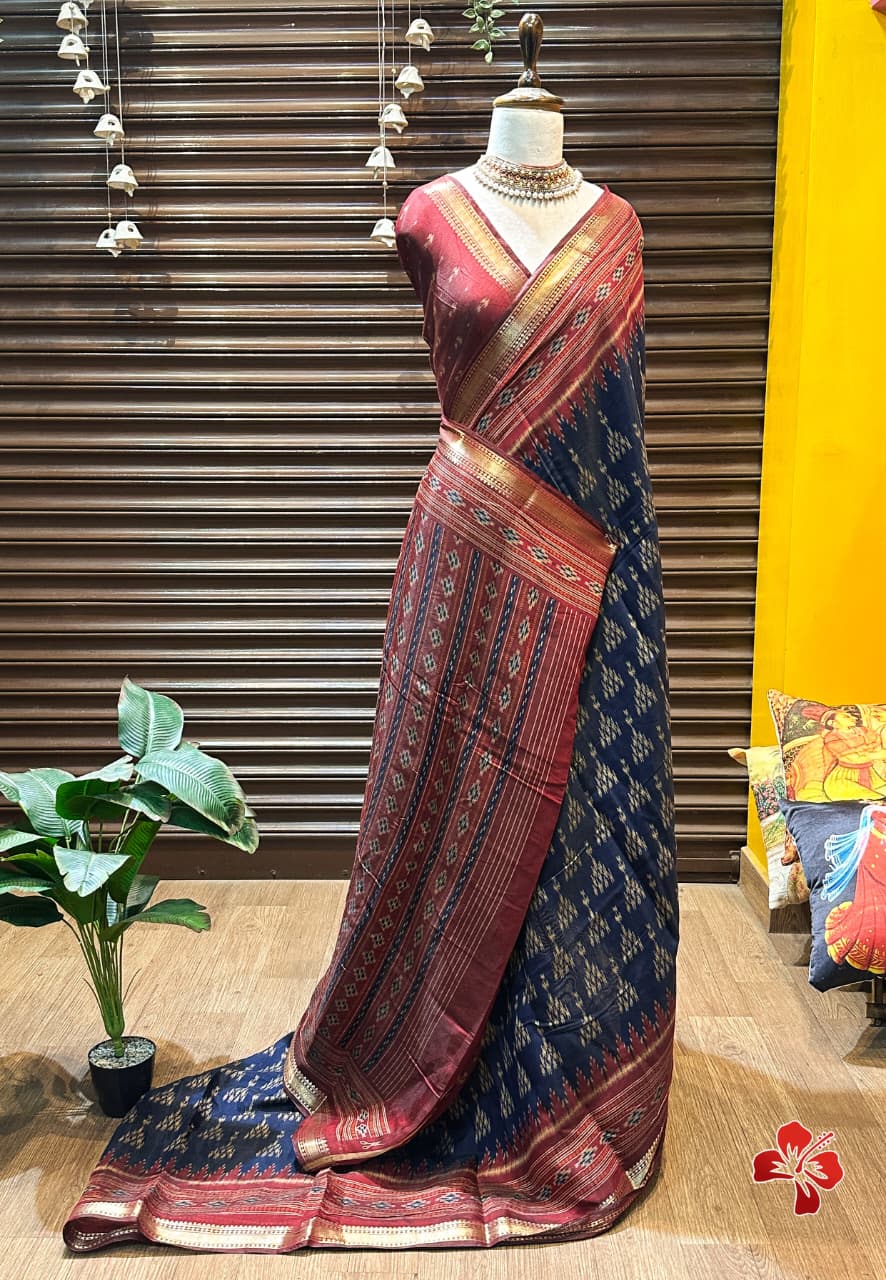Mul Cotton Saree Ikkat Print