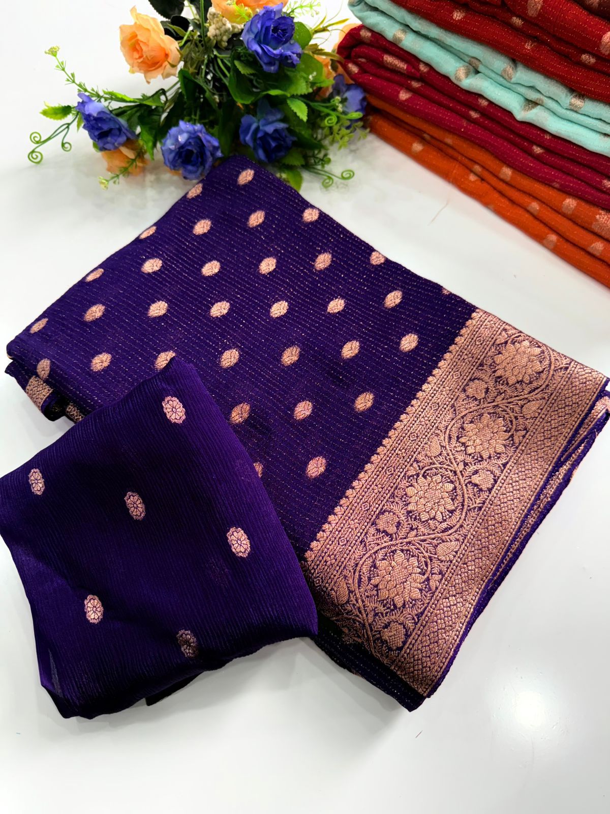 Viscose Chinon Saree