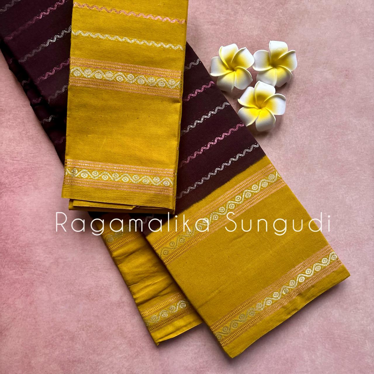 Ragamalika Sungudi Silver Zari Saree
