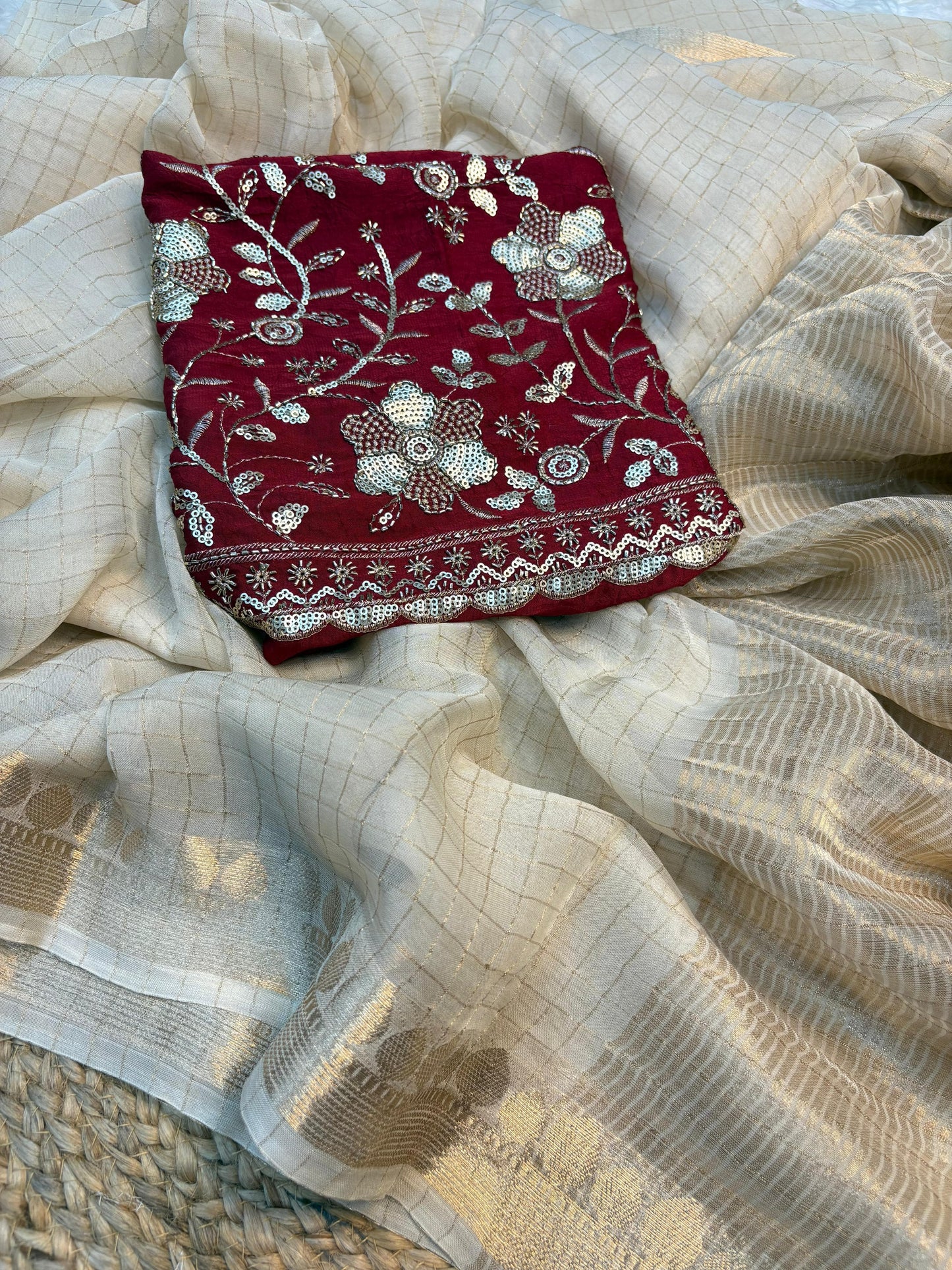 Viscose Georgette Saree(onam saree)