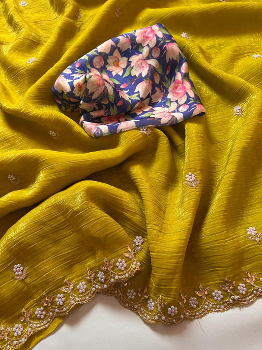 Space Chiffon Saree with Embroidery
