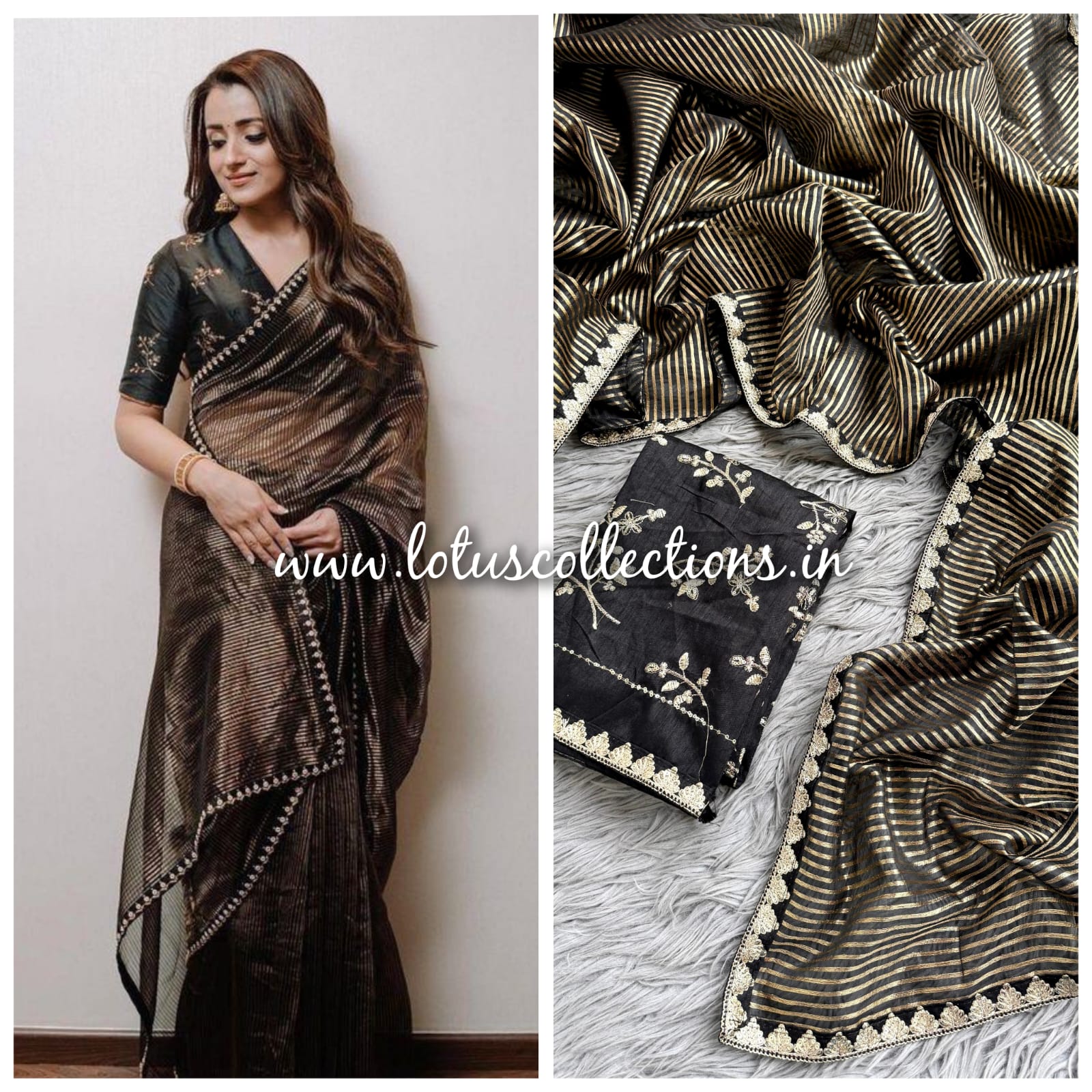 Organza Pure Weave Gold Zari Saree – Lotus Collections