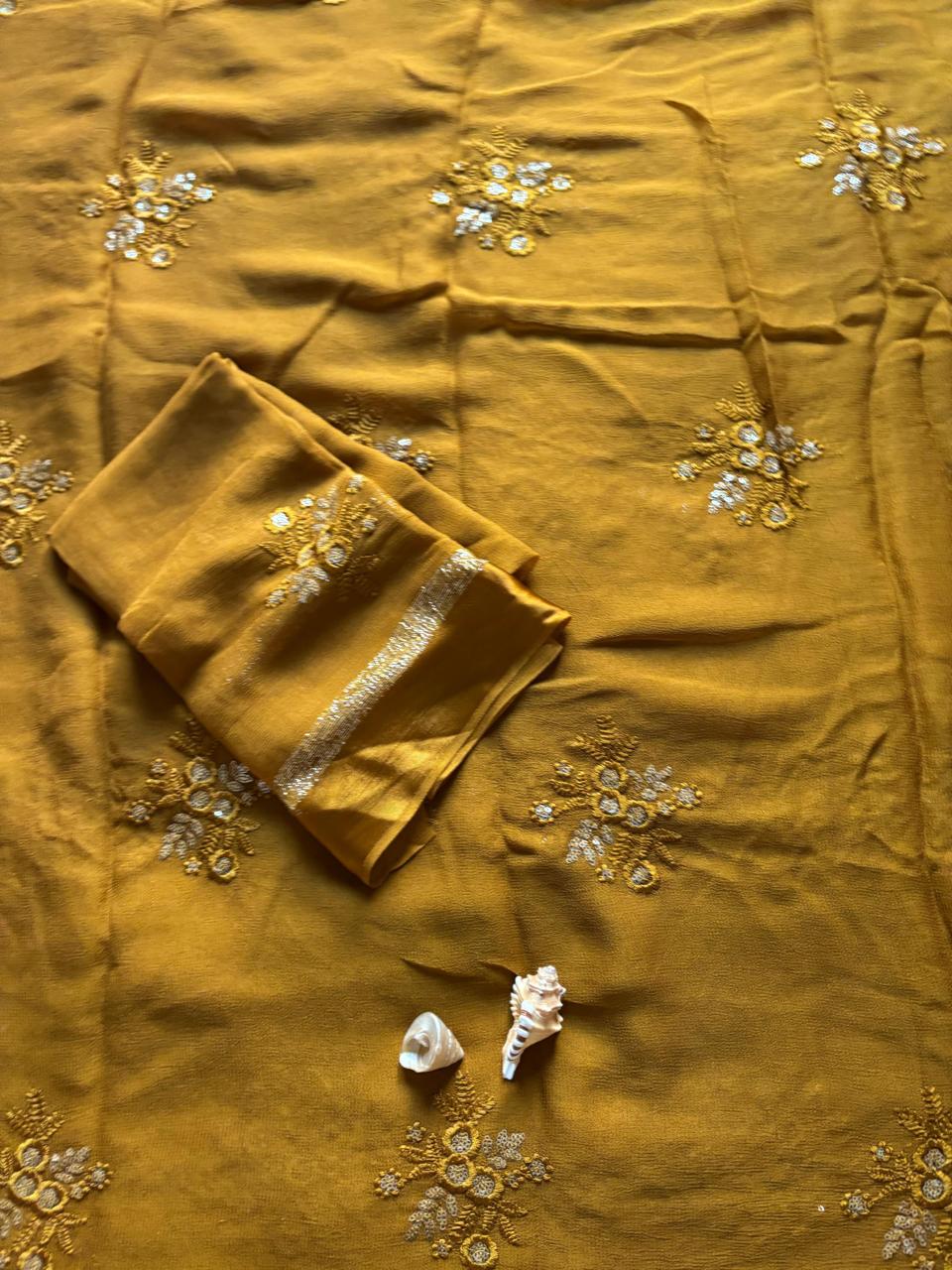 Georgette Viscose Flower Saree