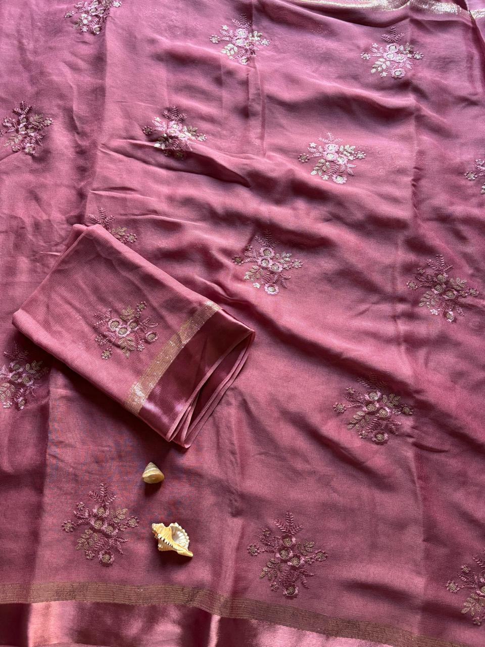 Georgette Viscose Flower Saree