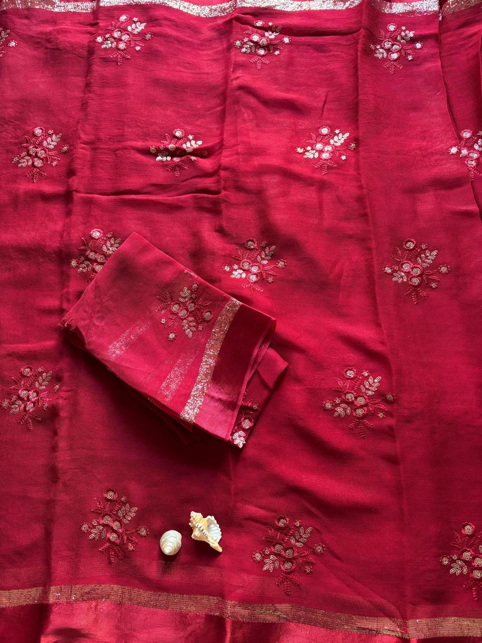 Georgette Viscose Flower Saree