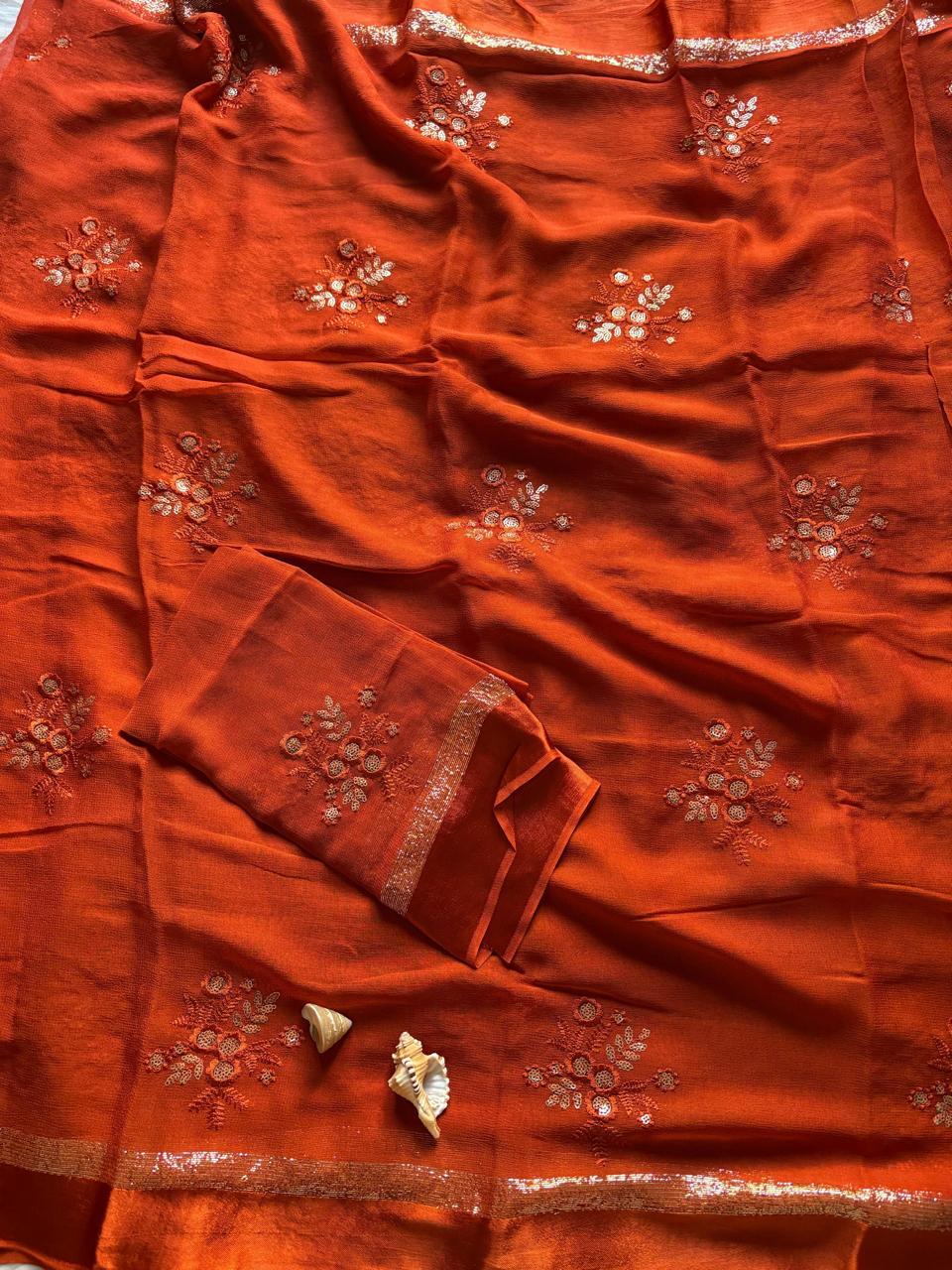 Georgette Viscose Flower Saree