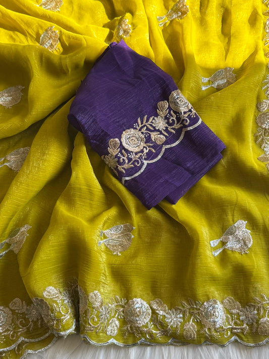Crunchy Chiffon Crush Silk Saree