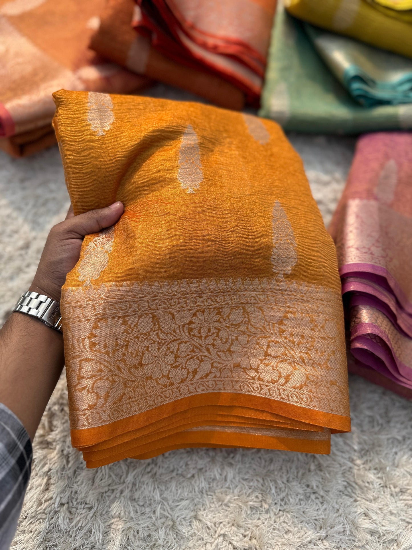 Crushed Tissue Saree
