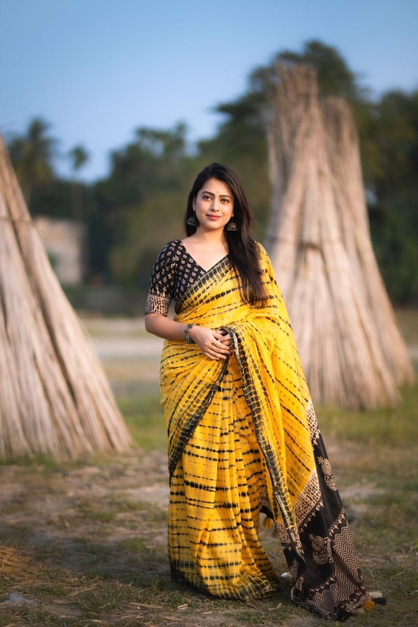 Chanderi Tied Shibori Saree