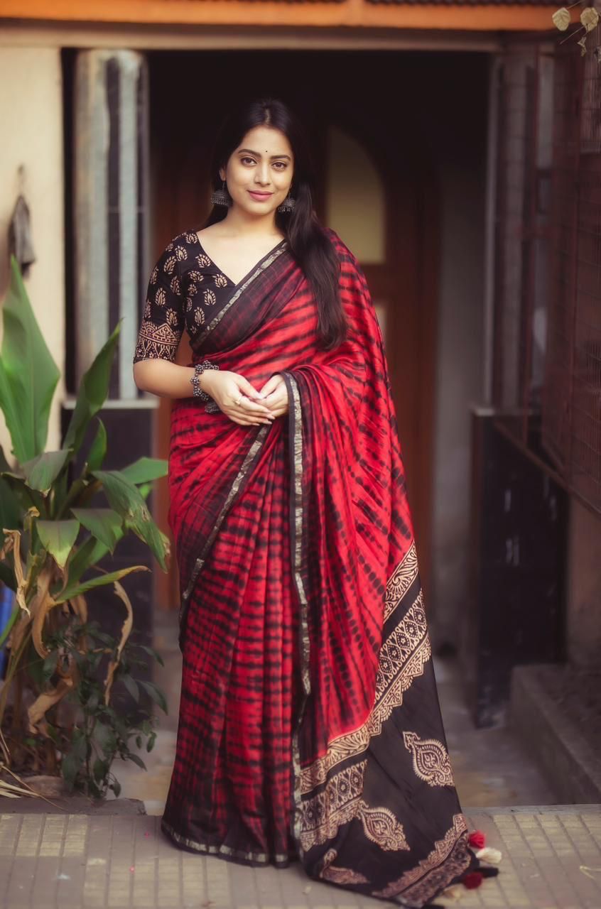 Chanderi Tied Shibori Saree