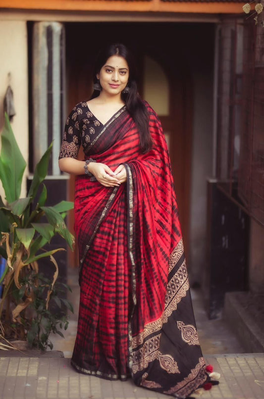 Chanderi Tied Shibori Saree