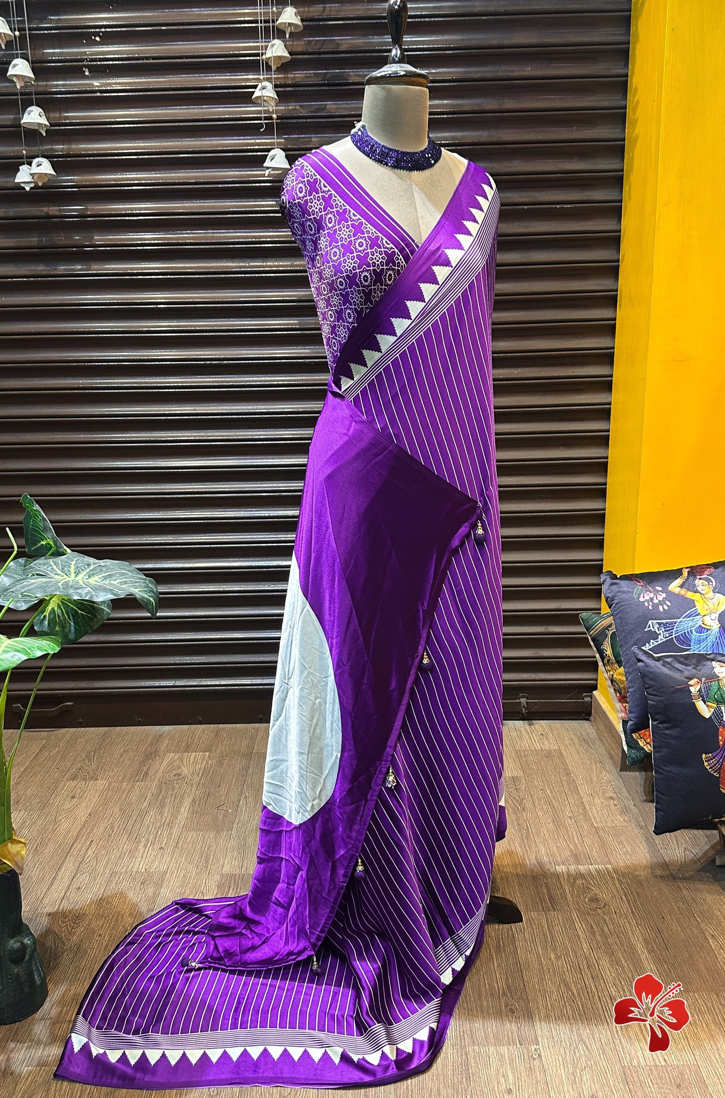 Ajrakh Print Crepe Saree