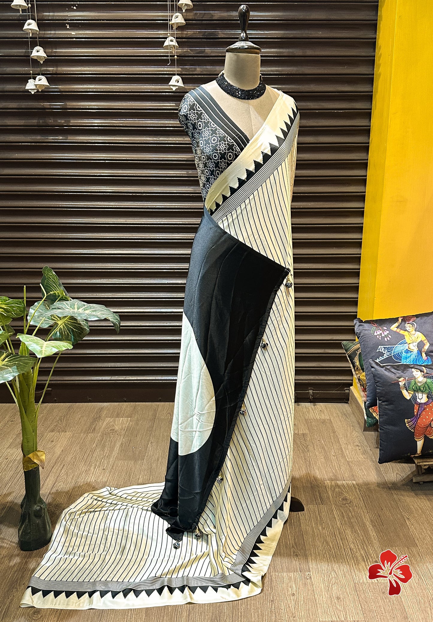 Ajrakh Print Crepe Saree