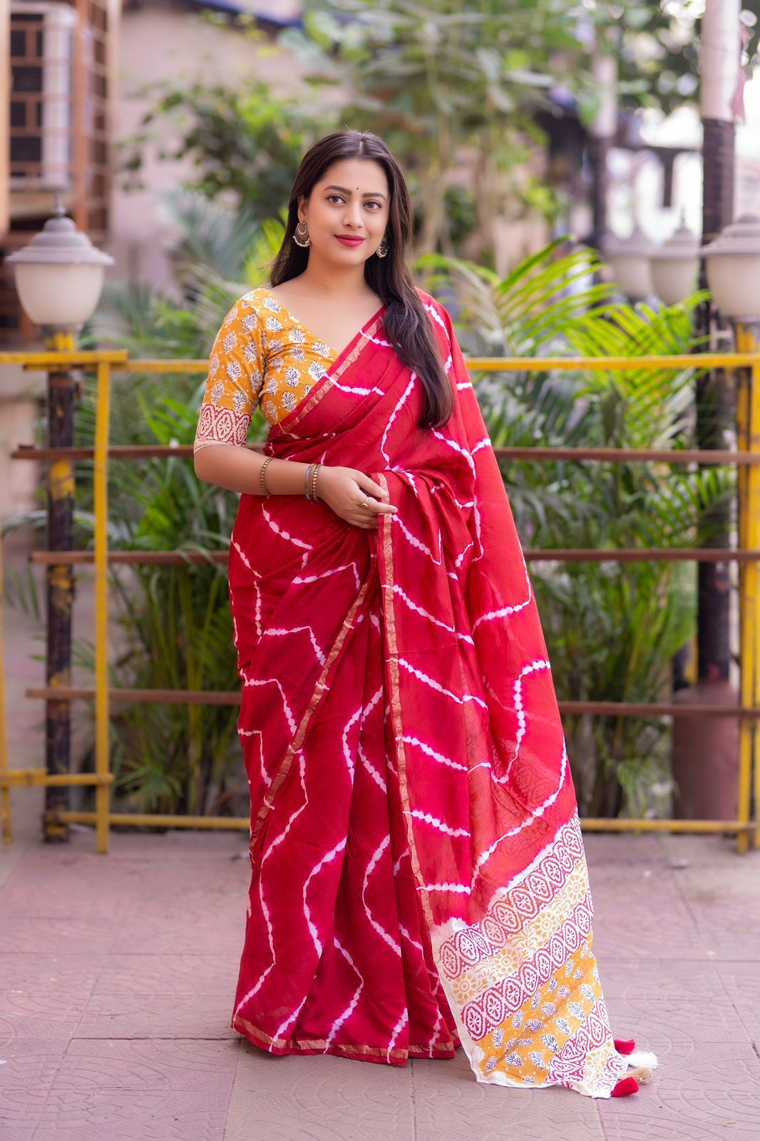 Chanderi Dye Ajrakh Saree
