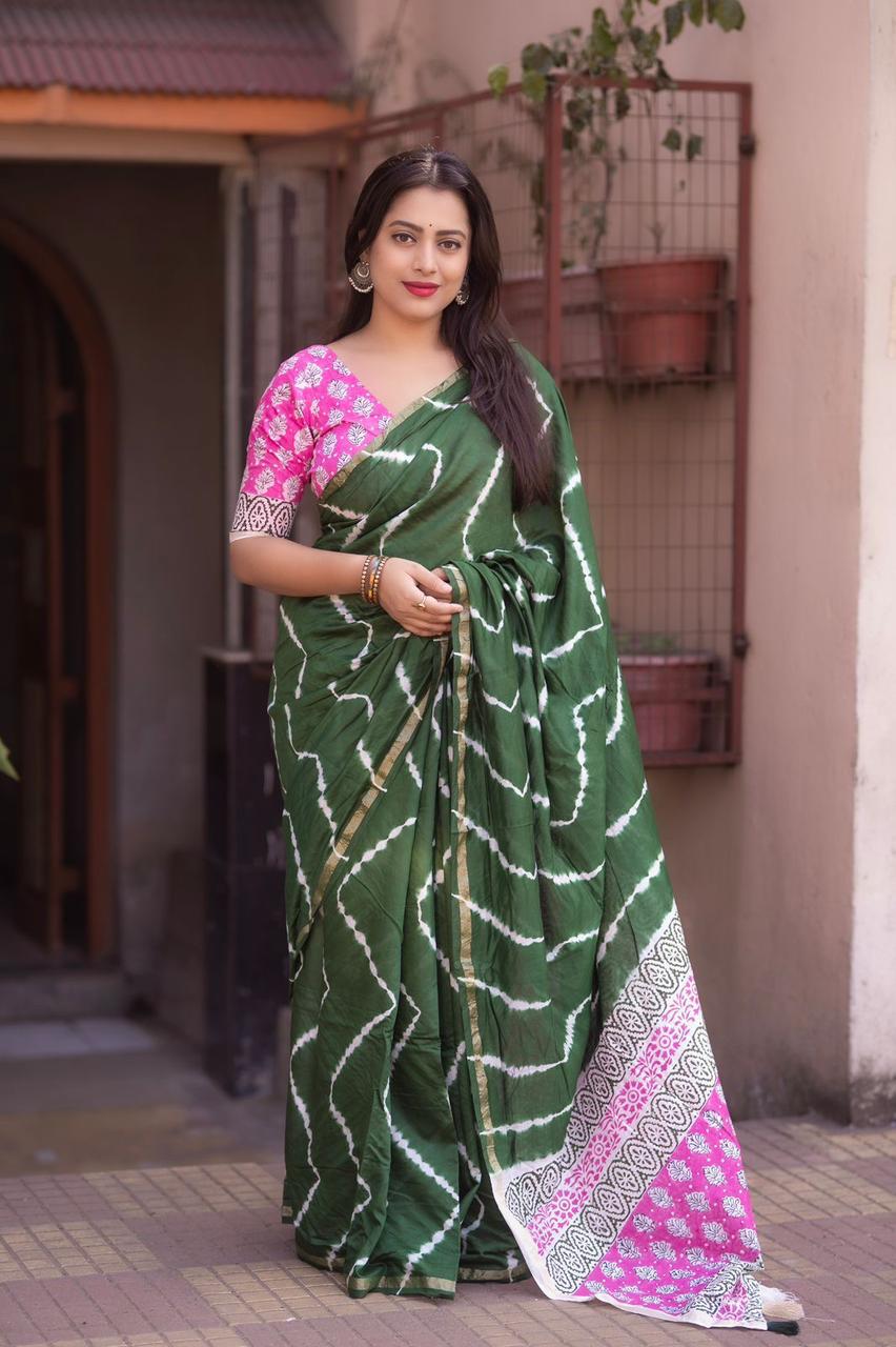 Chanderi Dye Ajrakh Saree