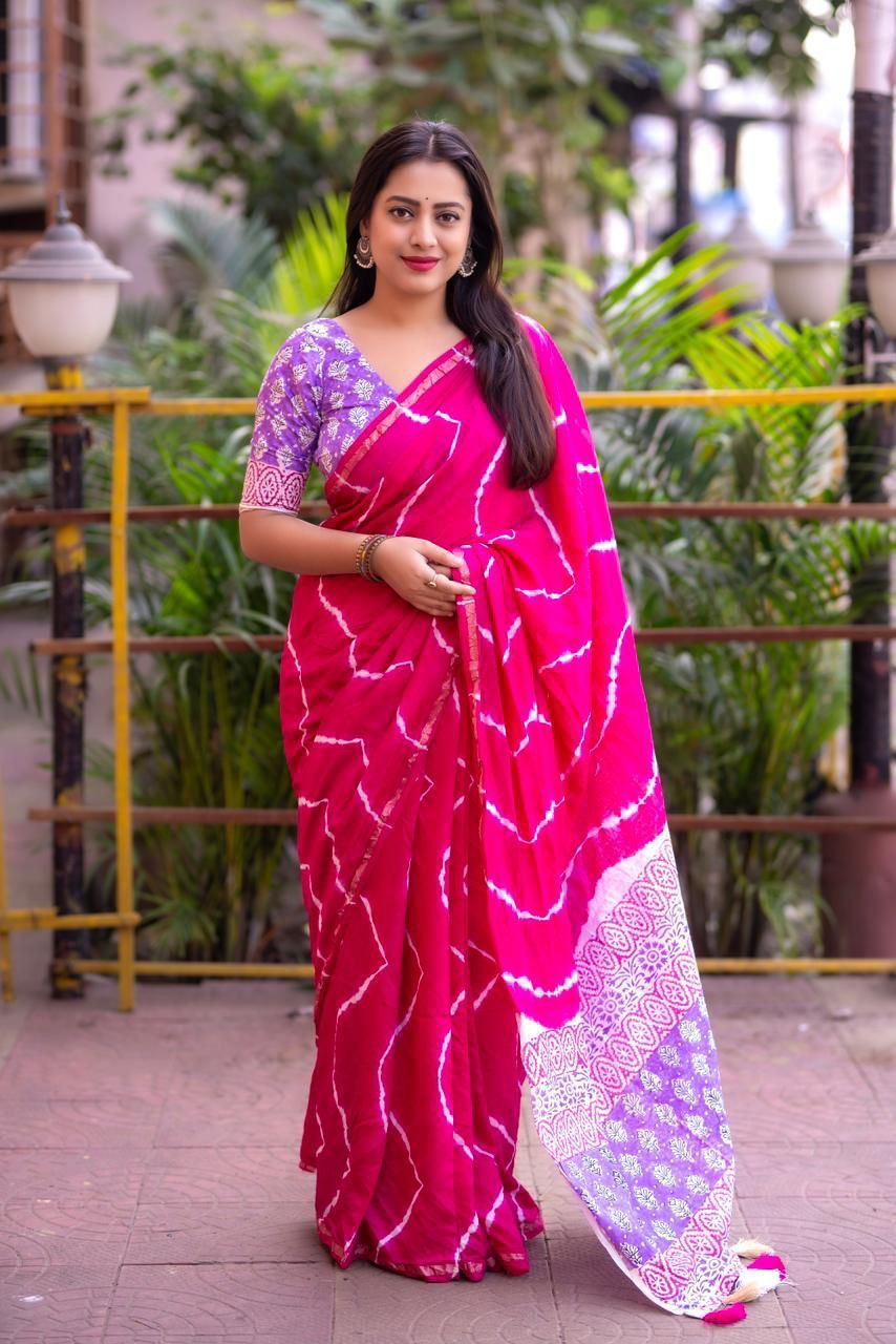 Chanderi Dye Ajrakh Saree