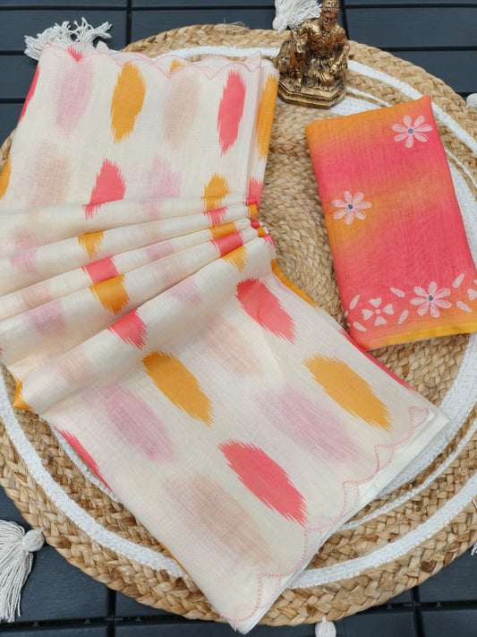 Linen Cotton Blend Saree