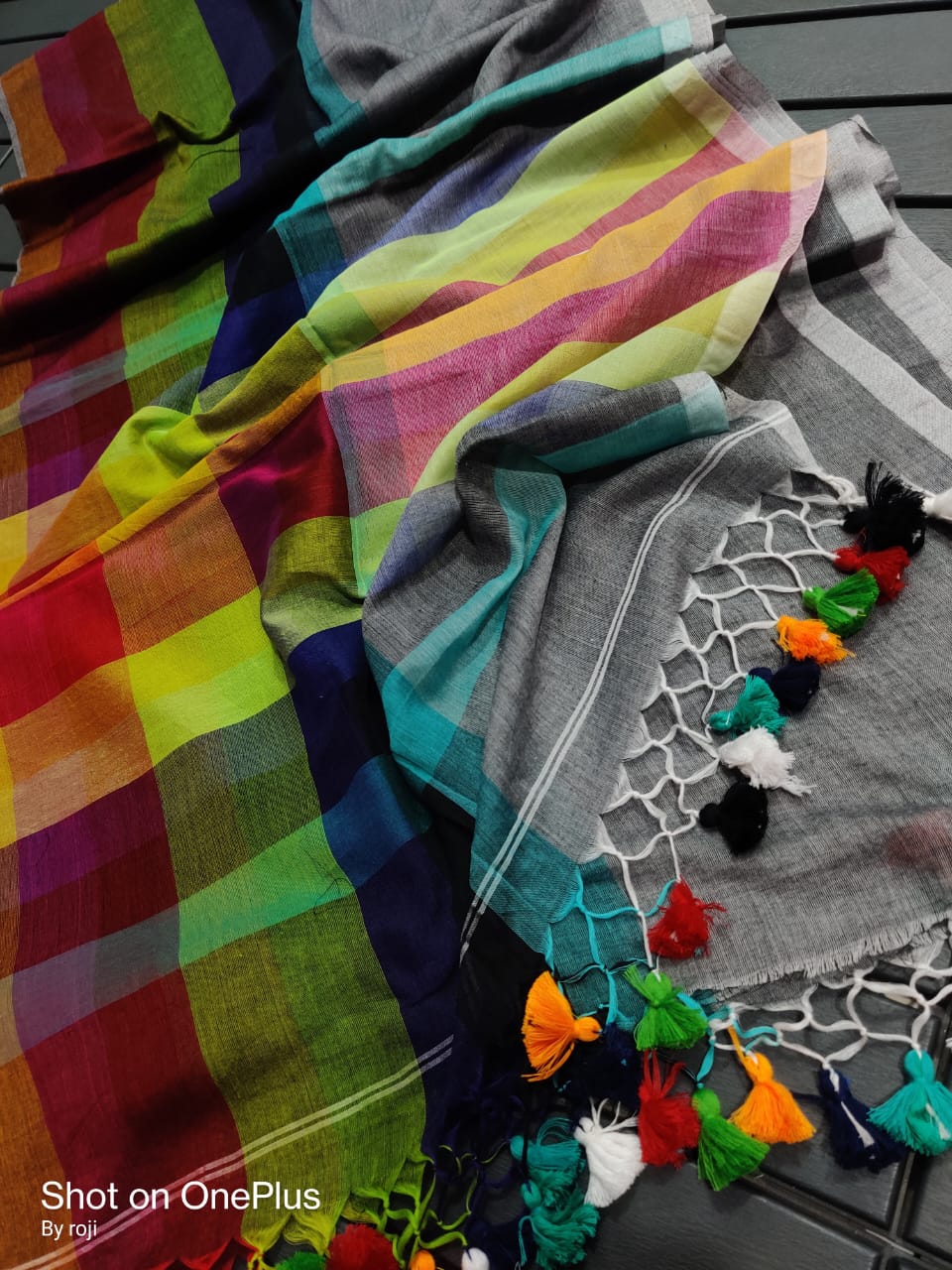 Rainbow mul Cotton Saree