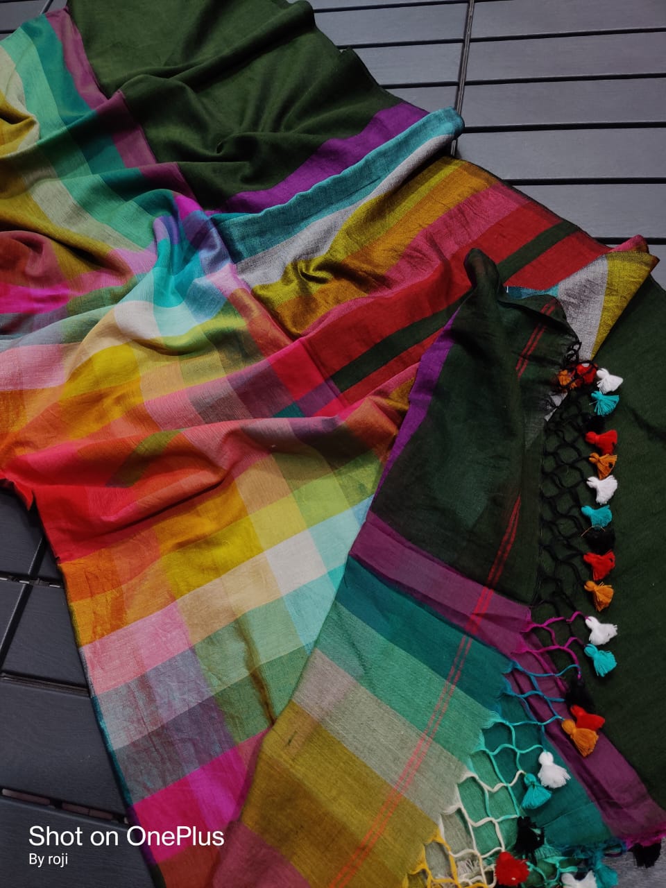 Rainbow mul Cotton Saree