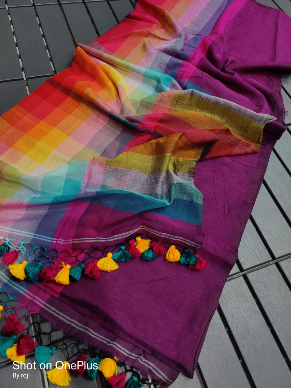 Rainbow mul Cotton Saree