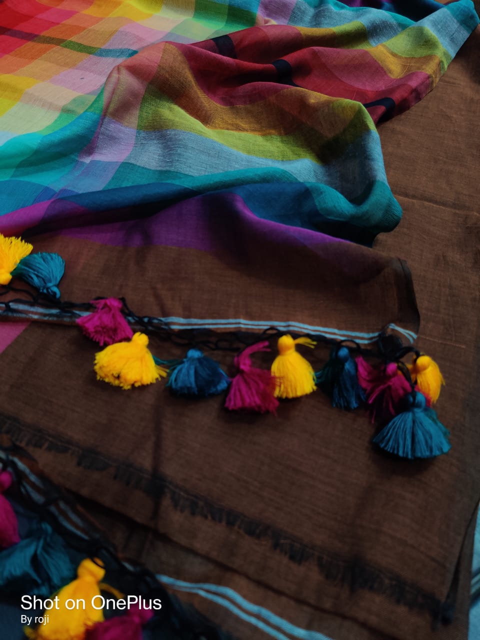 Rainbow mul Cotton Saree