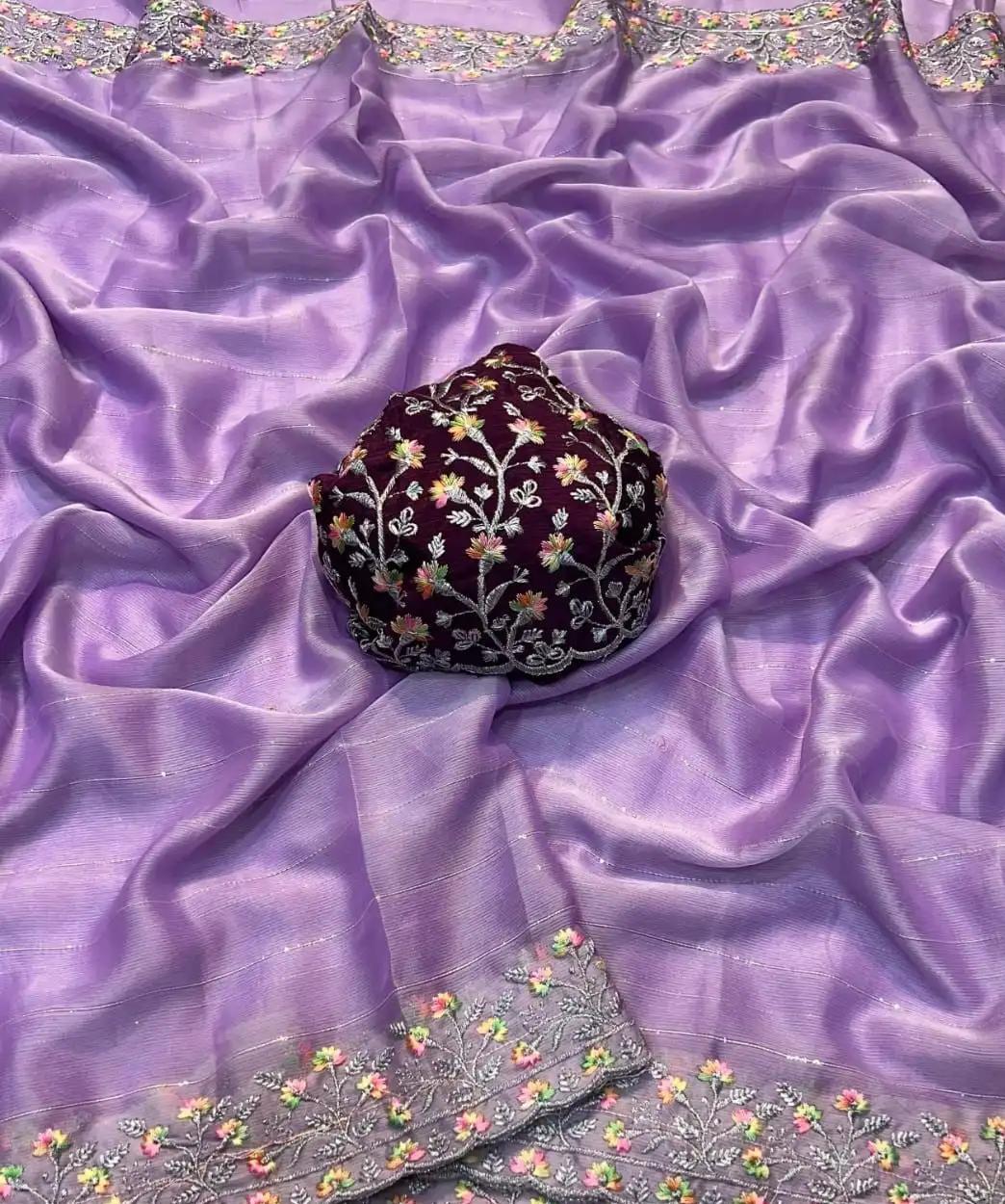 Moss Chiffon Saree