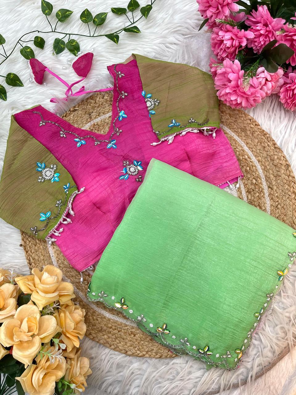 Crunchy Pedding Silk Saree