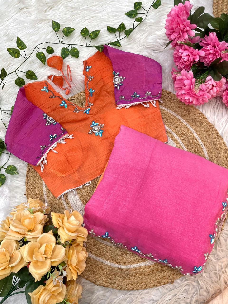 Crunchy Pedding Silk Saree