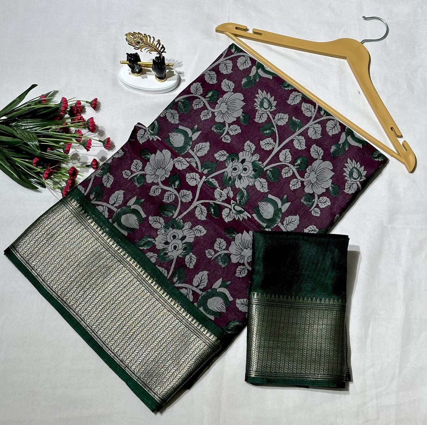 Kalamkari Printed Dola Silk Saree