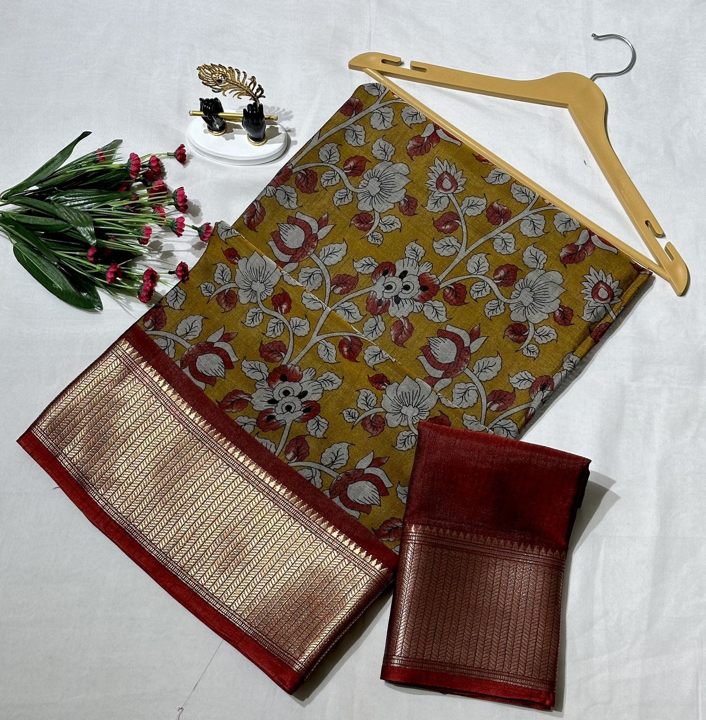 Kalamkari Printed Dola Silk Saree