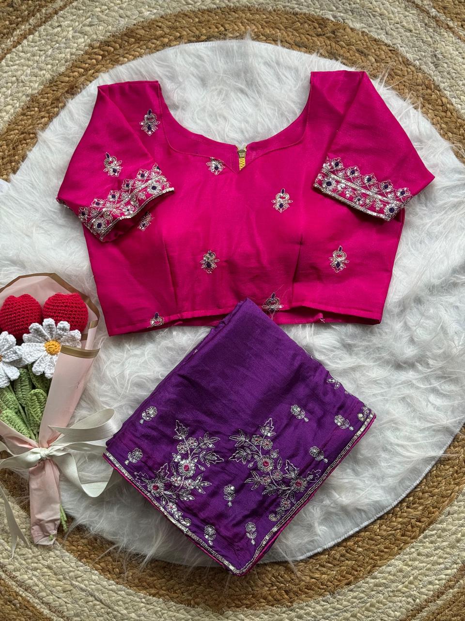 Viscose Chinnon Saree