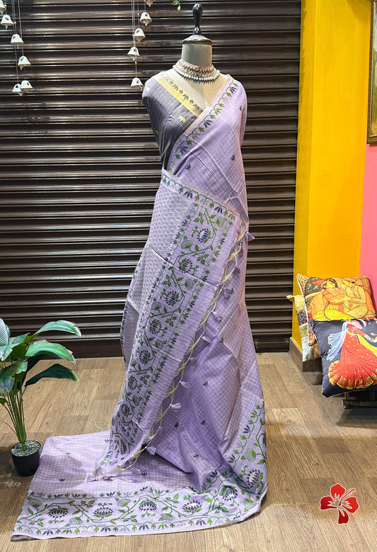 Moonga Jamdhani Cotton Saree