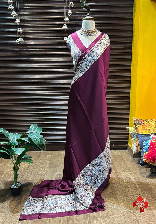 Ajrakh Printed Crepe Saree