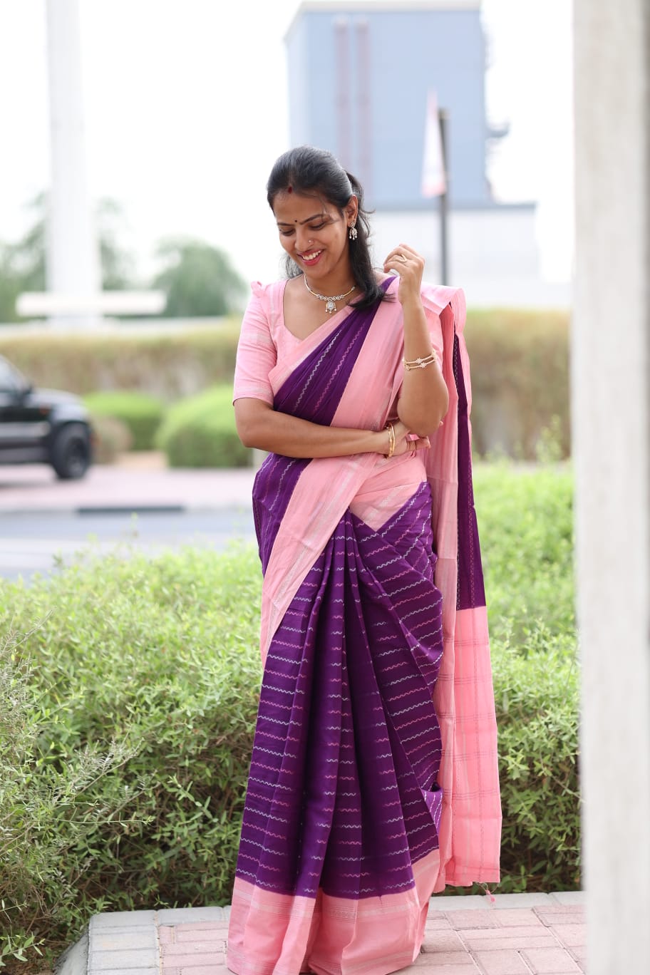 Ragamalika Sungudi Silver Zari Saree