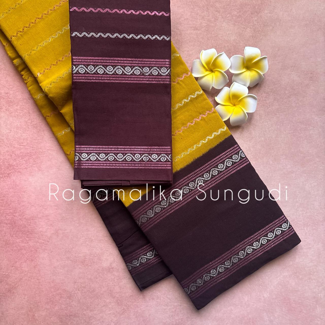Ragamalika Sungudi Silver Zari Saree