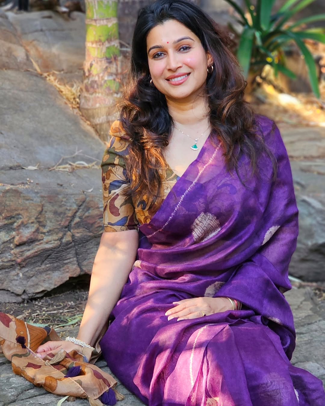 Shibori and Kalamkari Linen Saree