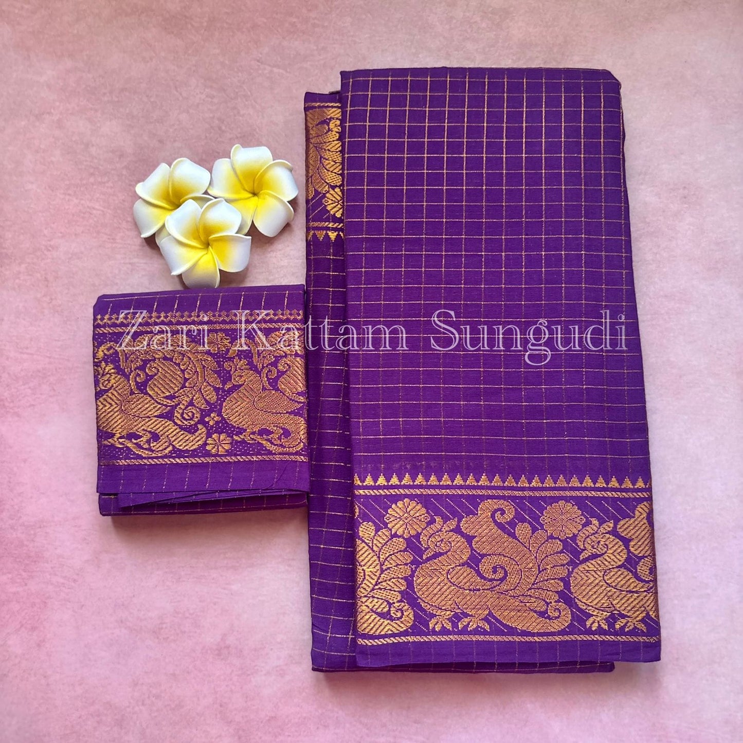 Zari Kattam Sungudi Cotton Saree
