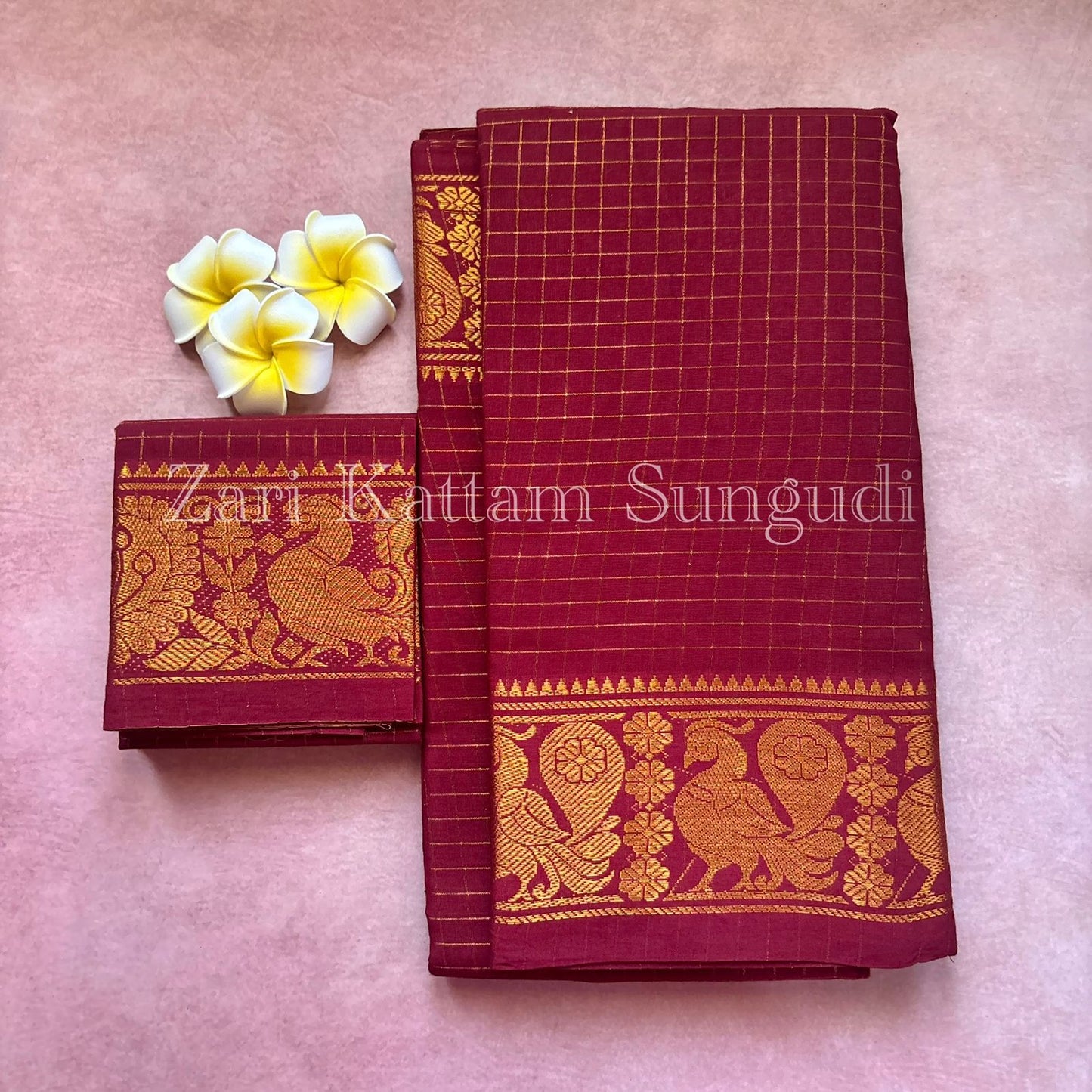 Zari Kattam Sungudi Cotton Saree