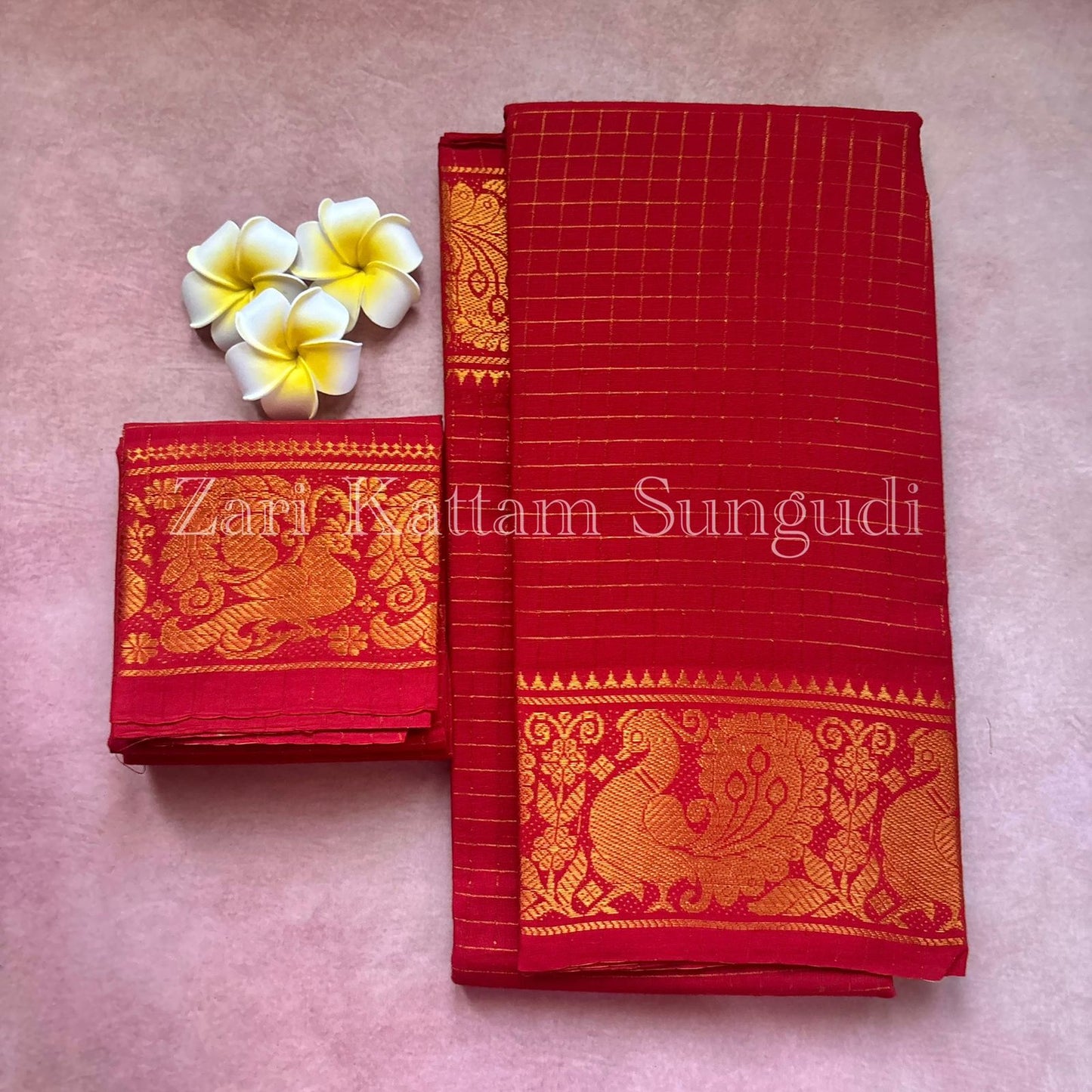 Zari Kattam Sungudi Cotton Saree