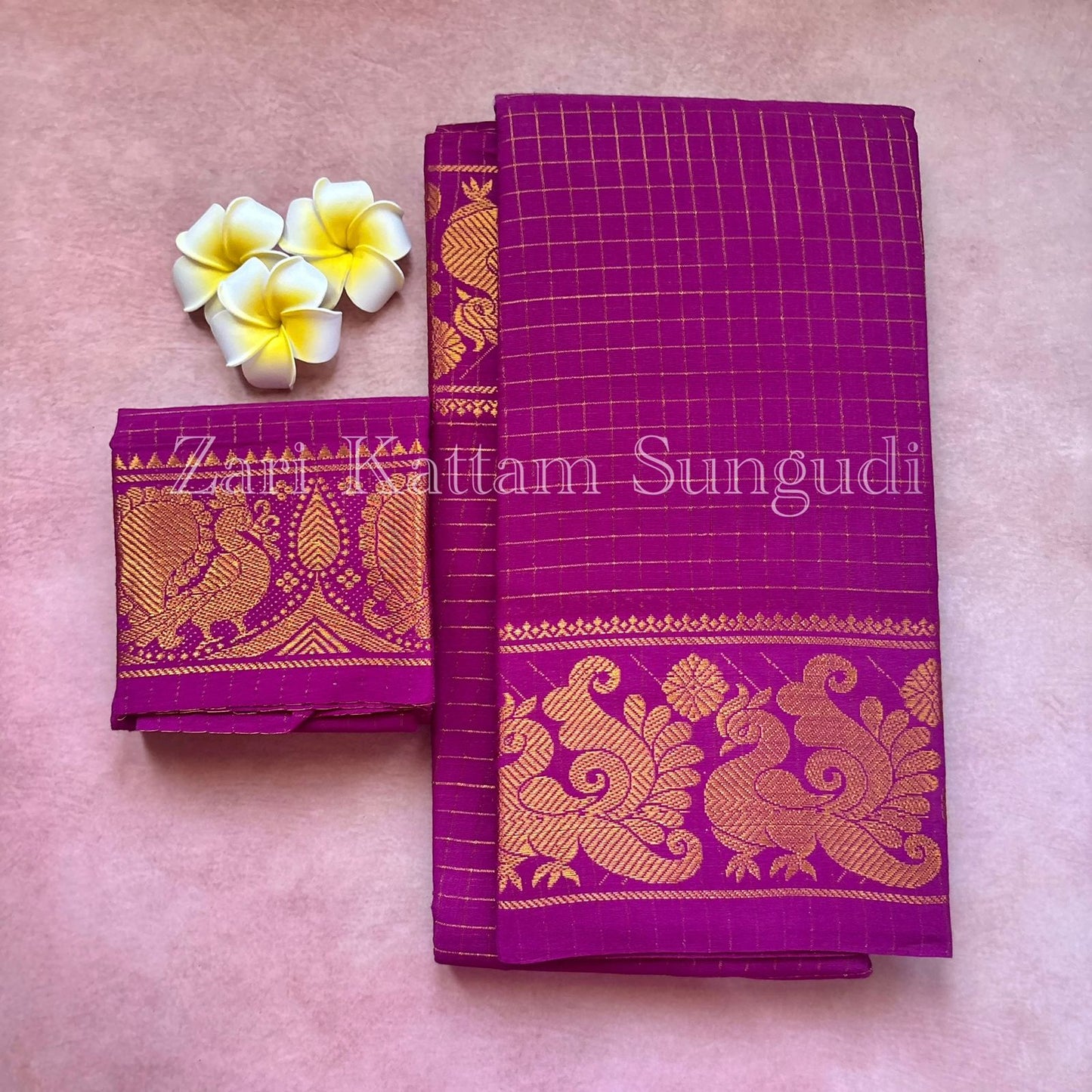 Zari Kattam Sungudi Cotton Saree