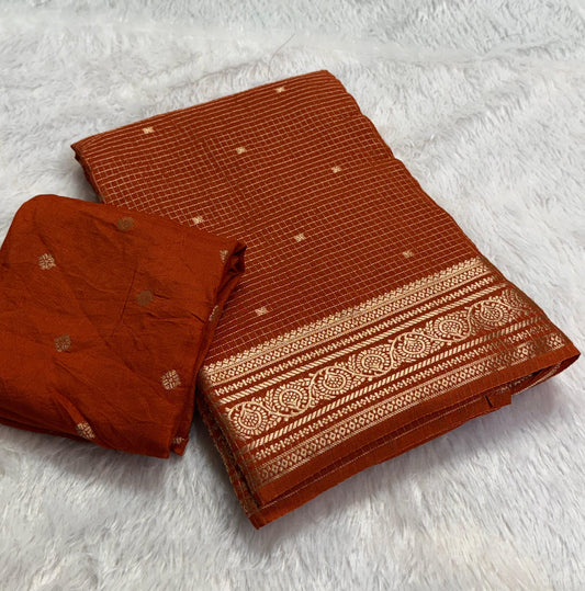 Viscose Russian Chex Saree