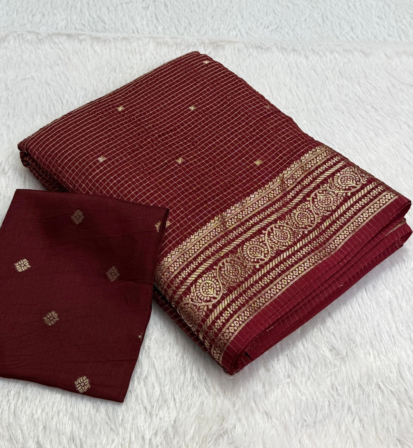 Viscose Russian Chex Saree