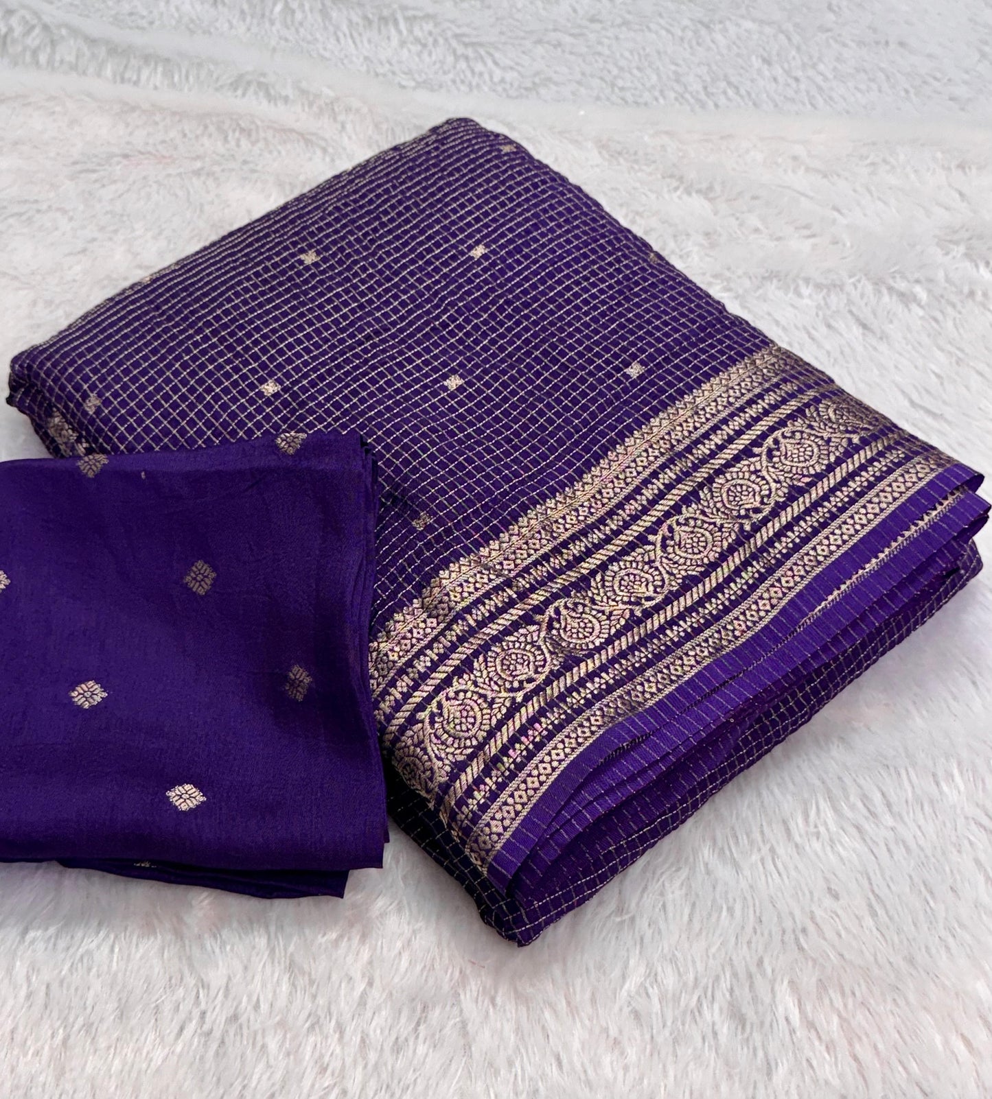 Viscose Russian Chex Saree